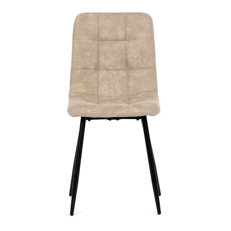 Jedálenská minimalistická stolička v industriálnom štýle, krémová vintage látka