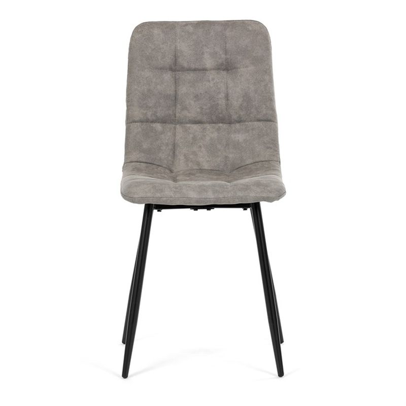 Jedálenská minimalistická stolička v industriálnom štýle, sivá vintage látka