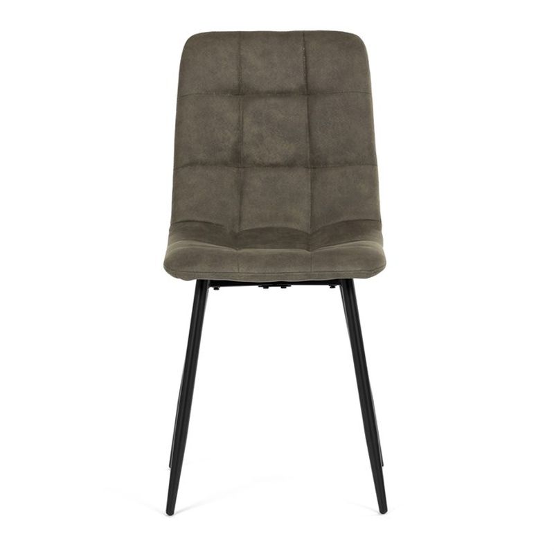 Jedálenská minimalistická stolička v industriálnom štýle, zelená vintage látka