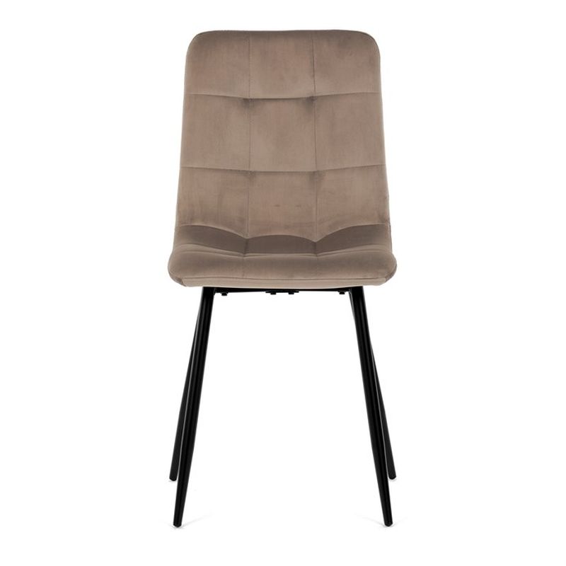 Jedálenská minimalistická stolička v industriálnom štýle, krémová zamatová látka