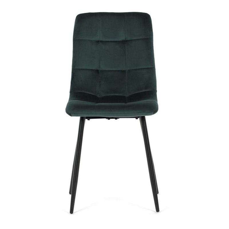 Jedálenská minimalistická stolička v industriálnom štýle, zelená zamatová látka