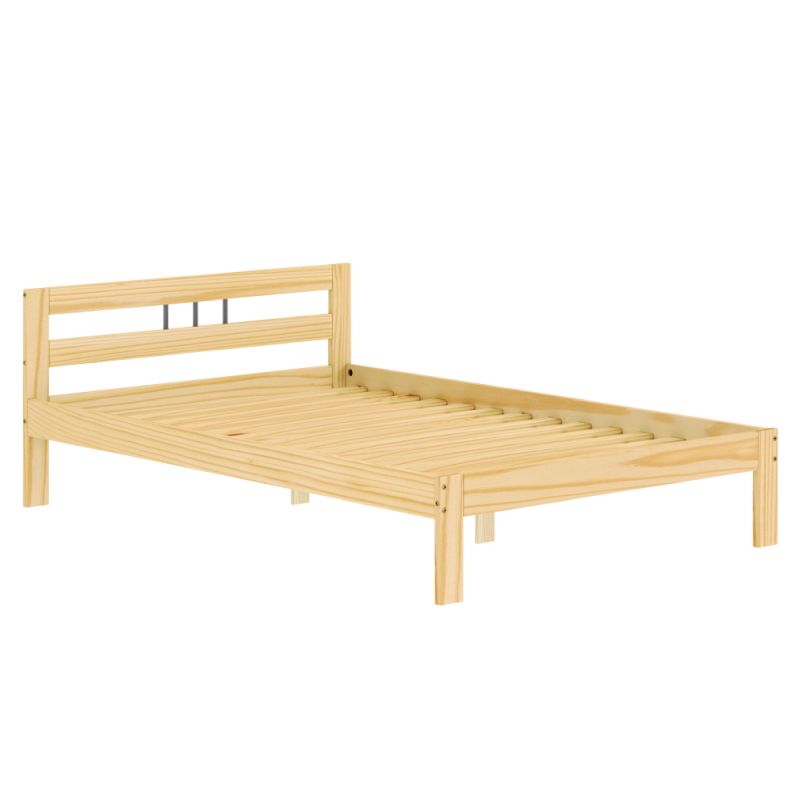 Posteľ s roštom, prírodná, borovicové drevo, 140x200