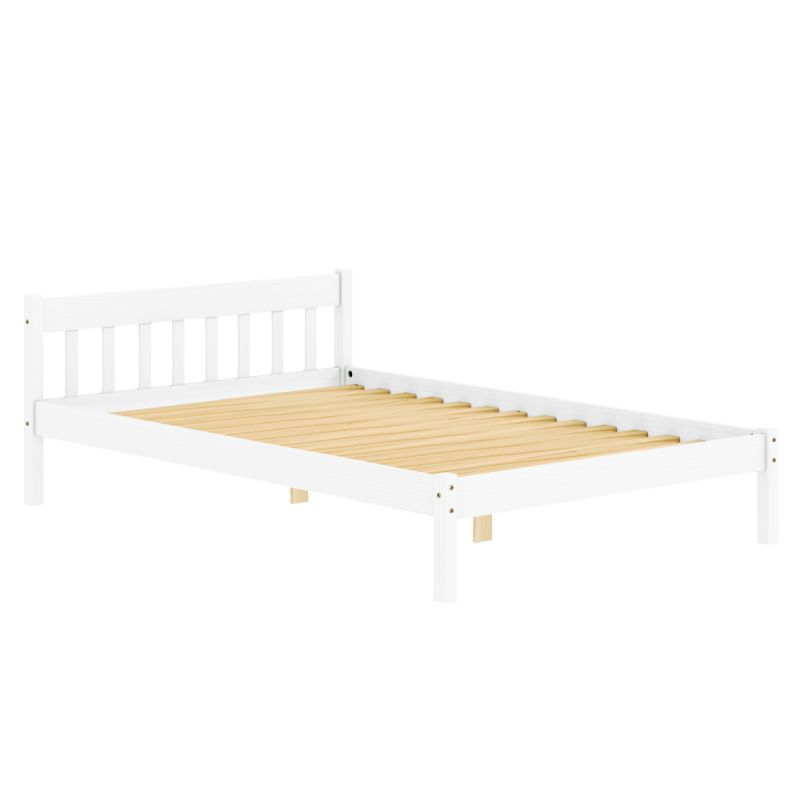 Posteľ s roštom, biela, borovicové drevo, 140x200