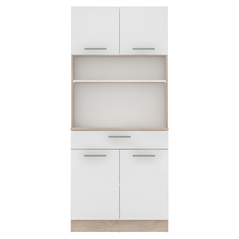 Štvordverový kredenec, dub sonoma-biela