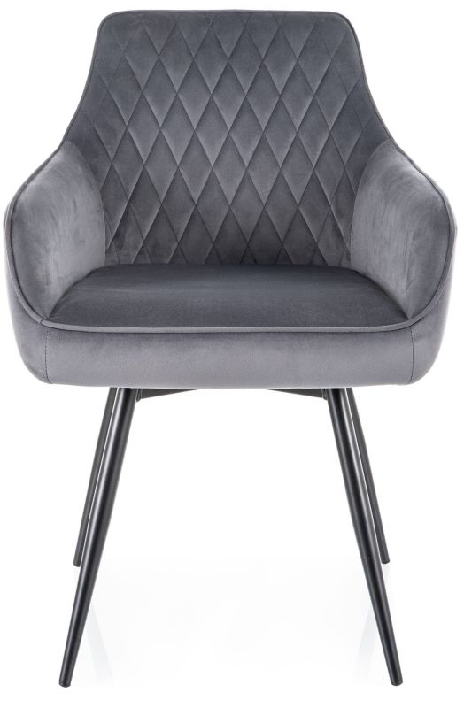 Skvelá jedálenská stolička, látka VELVET, čierna-sivá bluvel 14