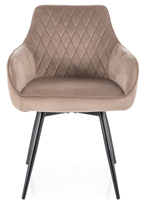 Skvelá jedálenská stolička, látka VELVET, čierna-tmavobéžová bluvel 40