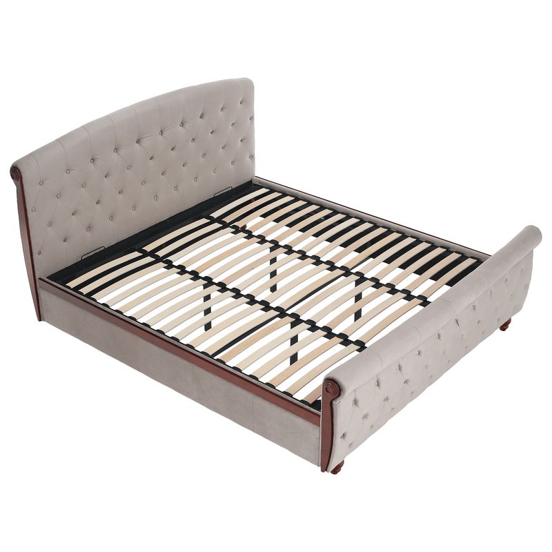 Posteľ s úložným priestorom, 180x200, sivohnedá Taupe Velvet látka