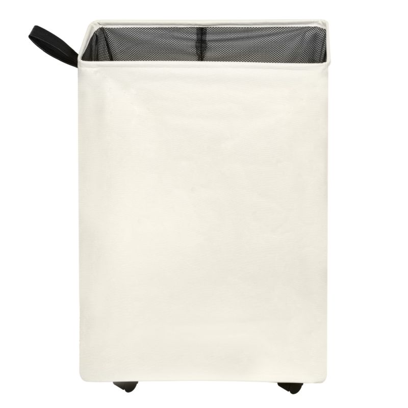 Skladací kôš na bielizeň s kolieskami, béžový