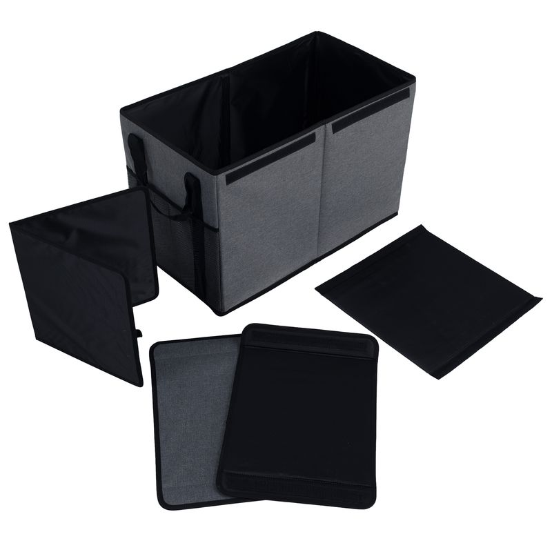 Skladací úložný box z látky, sivý-čierny