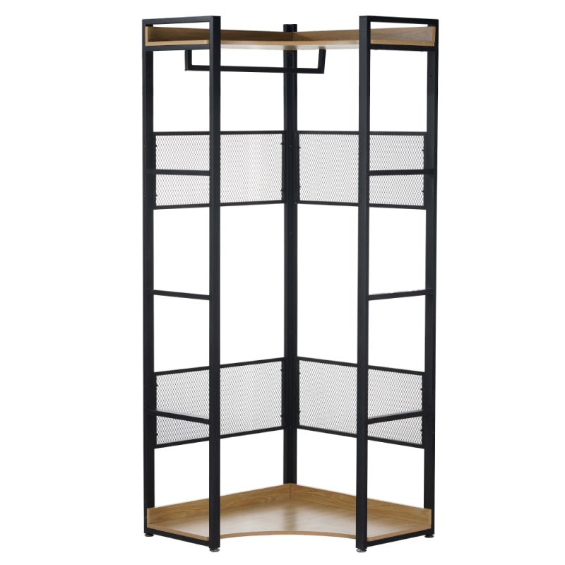 Štýlový rohový regál s policami TYP4, dub-čierna