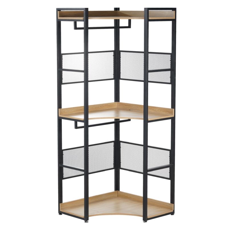 Rohový štýlový regál s policami TYP5, dub-čierna