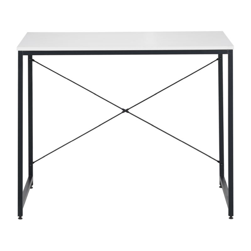 Písací stôl s kovovou konštrukciou, biela-čierna, 90x60 cm