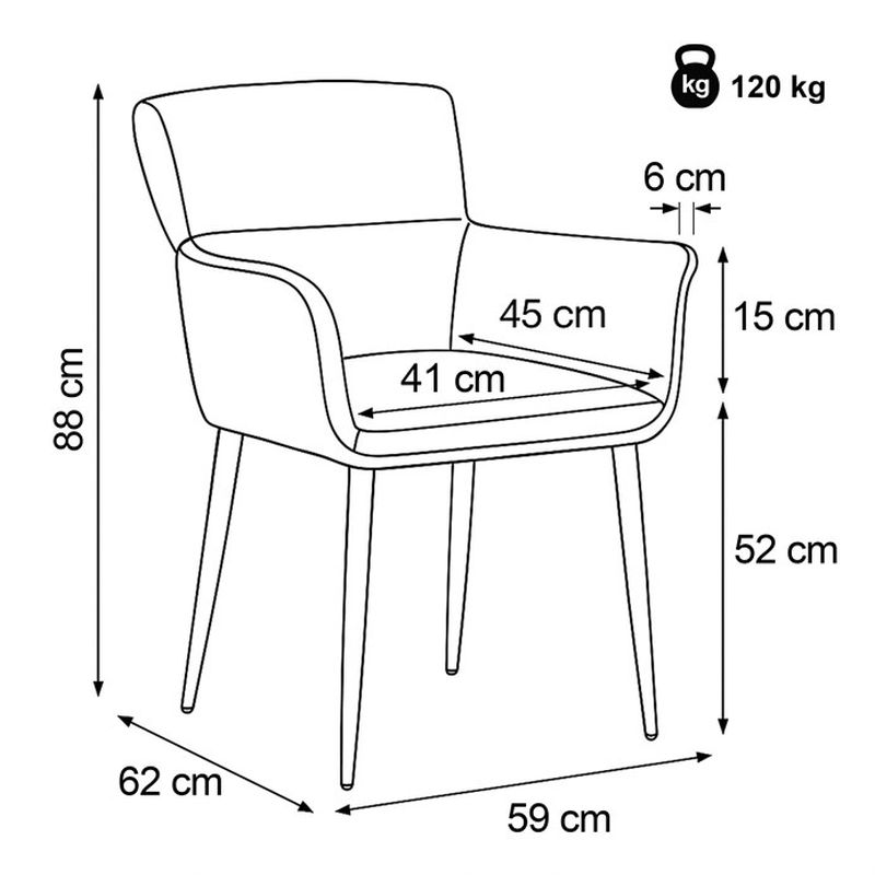 Stolička jedálenská, sivá látka, čierny matný lak