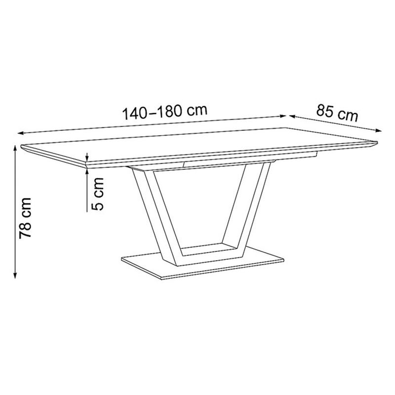 Stôl jedálenský rozkladací 160+50, biely matný lak, tvrdené sklo