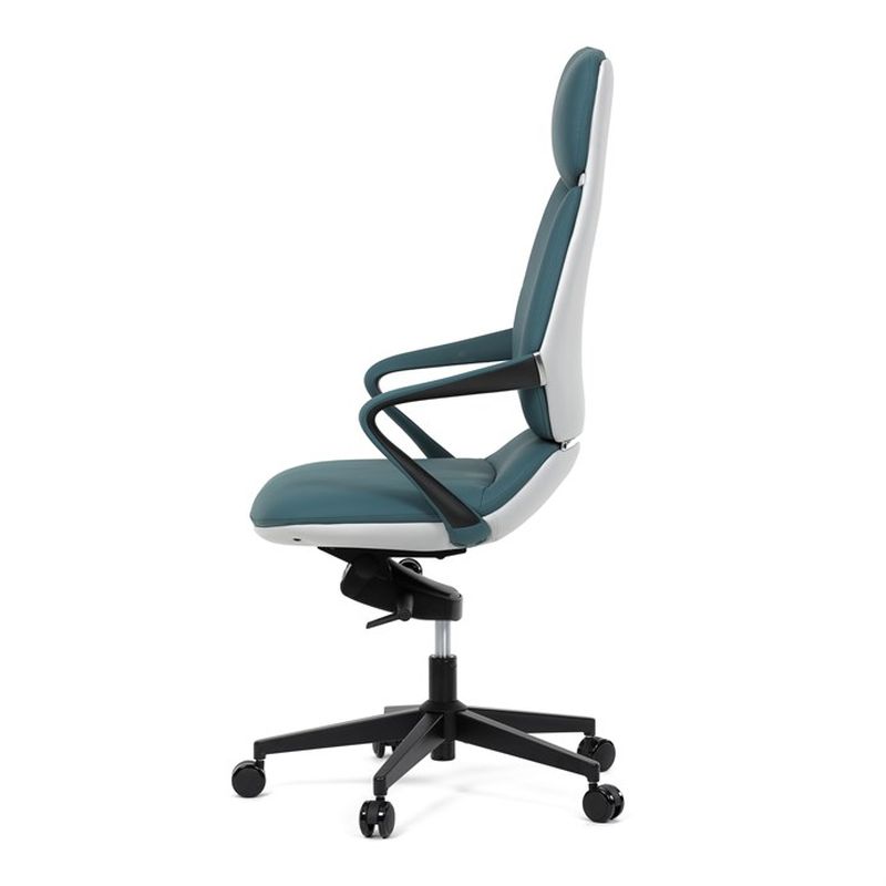 Tyrkysovo modré kancelárske kreslo z kvalitnej ekokože