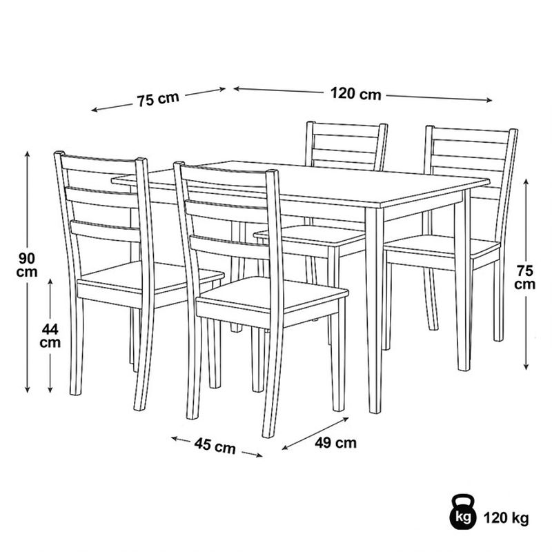 Jedálenský set 1+4, biele nohy-doska v prírodnom dubovom dekore