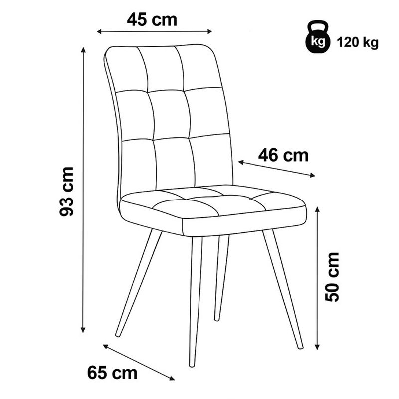 Stolička jedálenská, čalúnená sivou látkou v dekore brúsenej kože