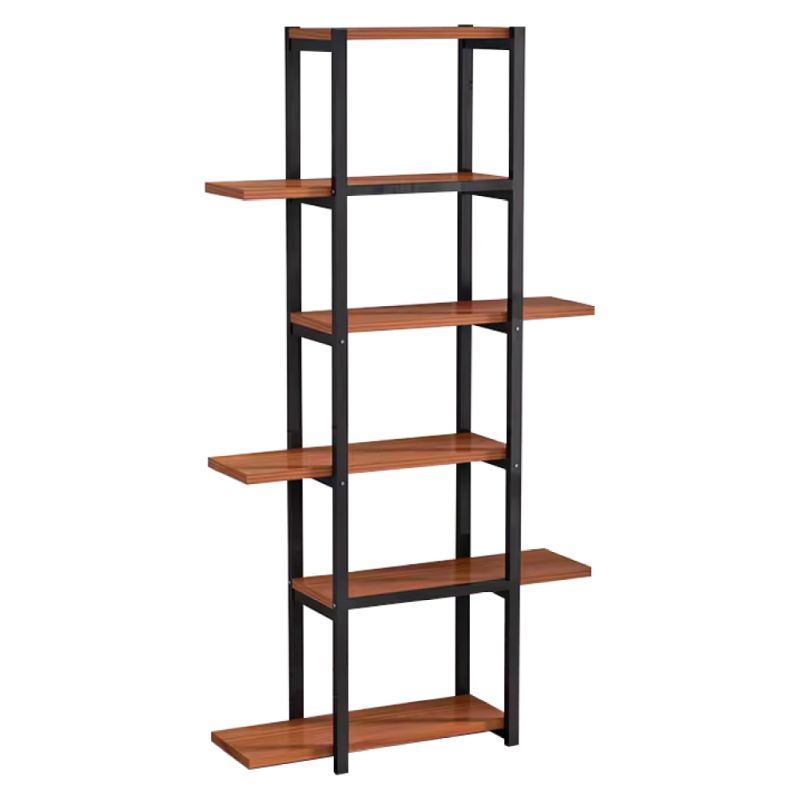 Elegantný regál, čierna-rustikálne drevo