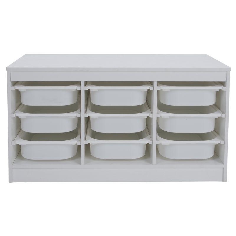 Organizér s úložnými boxami z MDF v bielej farbe