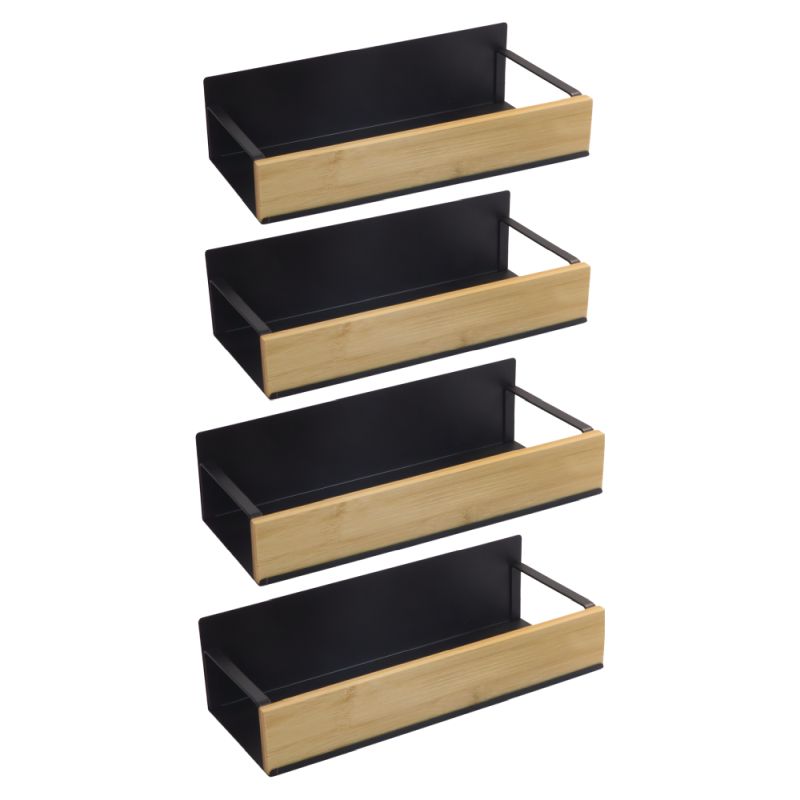 Praktické magnetické poličky, 4 ks, hnedá-čierna