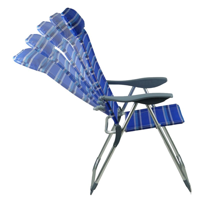 Záhradné polohovacie kreslo, modrá-sivá
