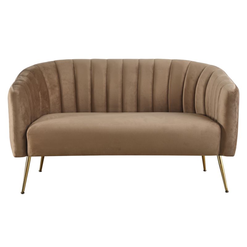 Dizajnový 2-sed, hnedá Velvet látka-gold chróm zlatý