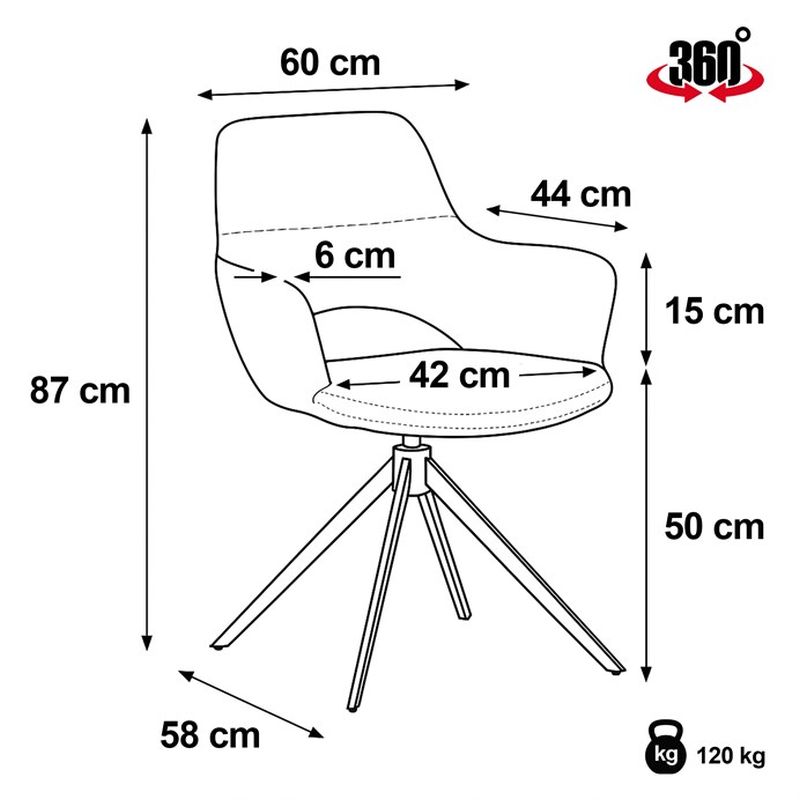 Elegantná jedálenská stolička v sivej farbe, čierny kov