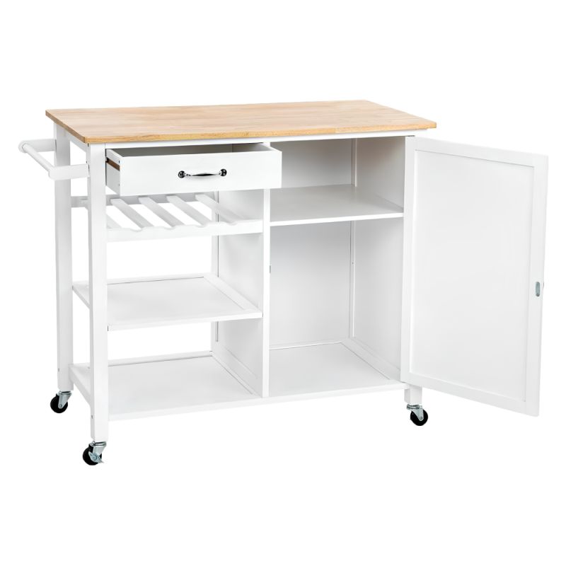 Moderný servírovací vozík, biela-prírodná