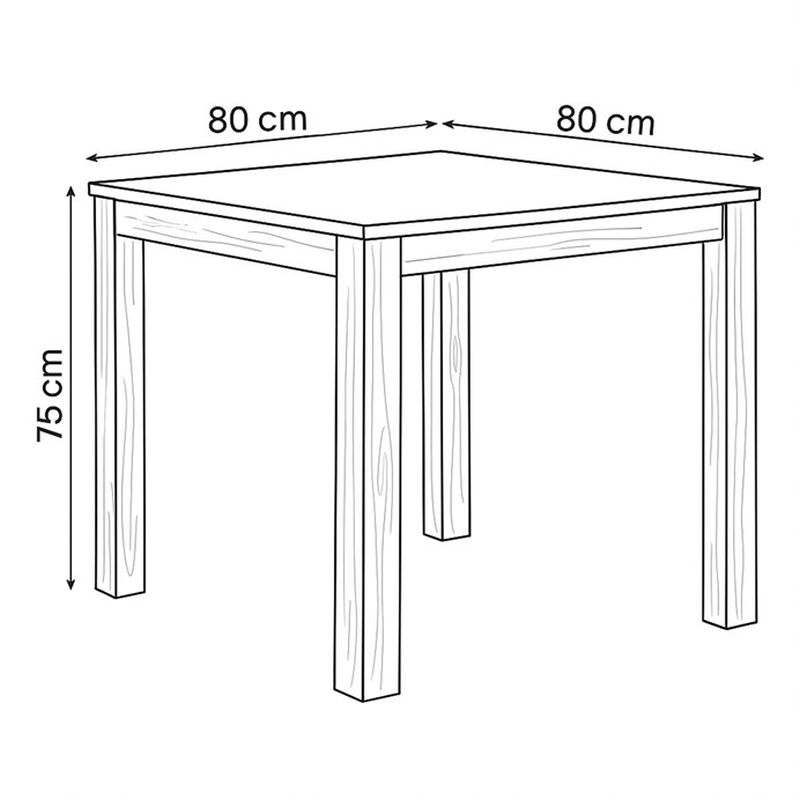 Jedálenský drevený stôl 80x80, masív dub biely, povrchová úprava olejom