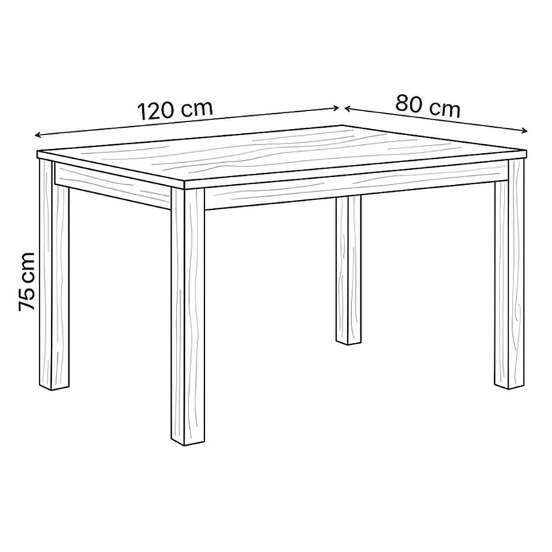 Jedálenský drevený stôl 120x80, masív dub biely, povrchová úprava olejom