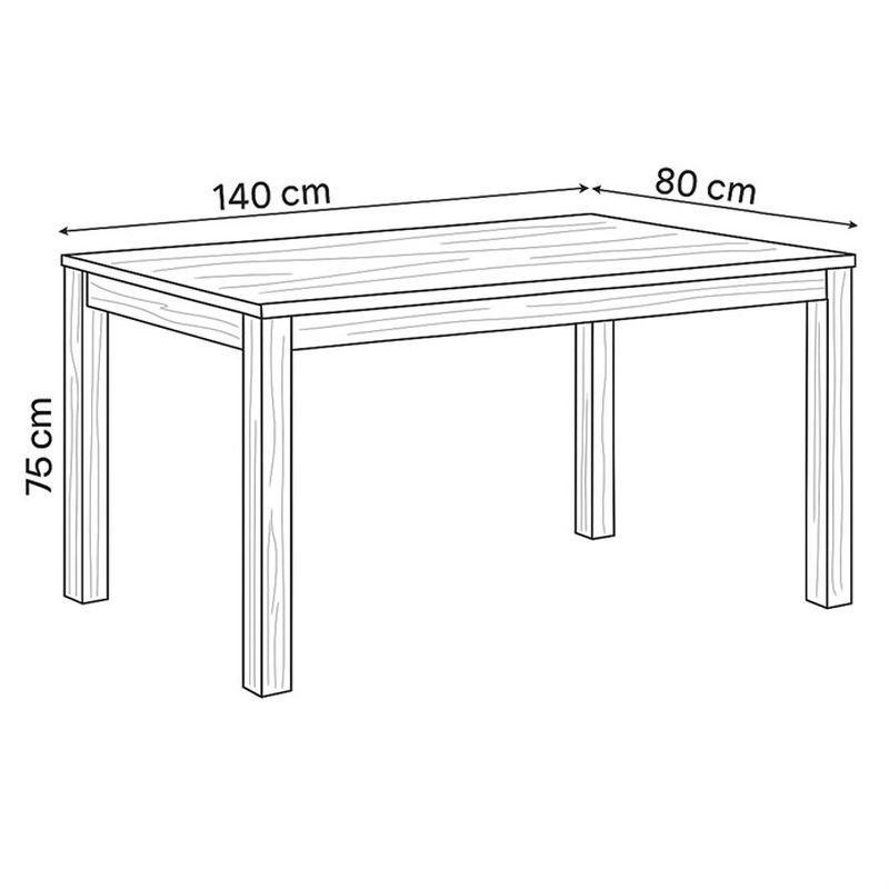 Jedálenský drevený stôl 140x80, masív dub biely, povrchová úprava olejom
