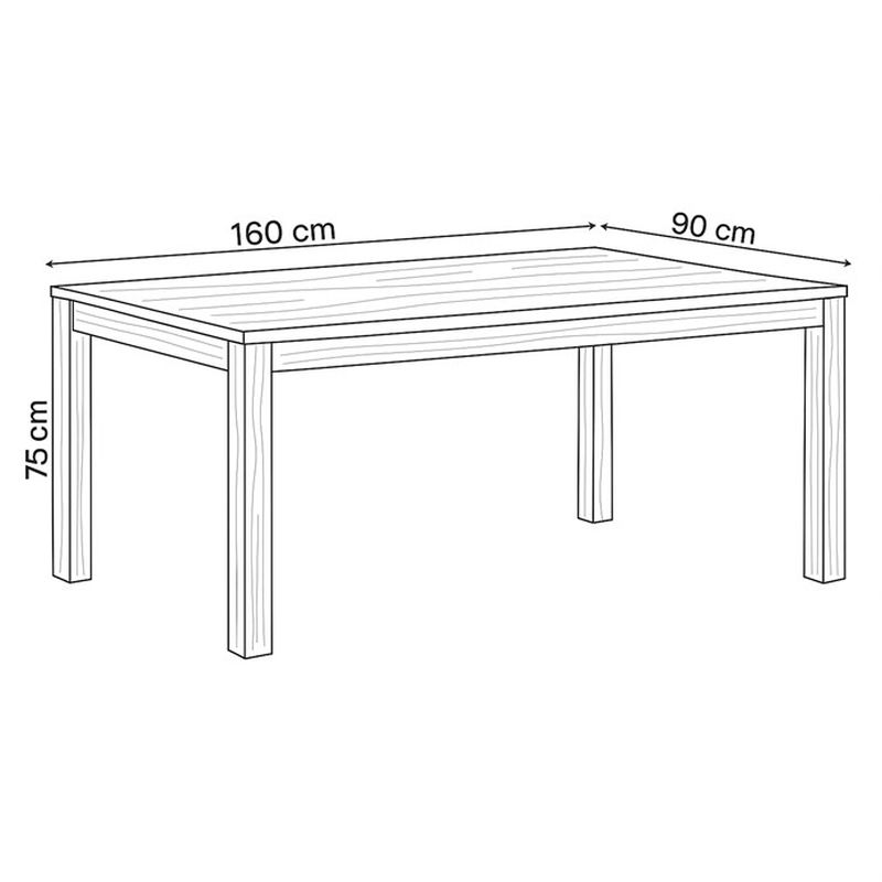 Jedálenský drevený stôl 160x90, masív dub biely, povrchová úprava olejom