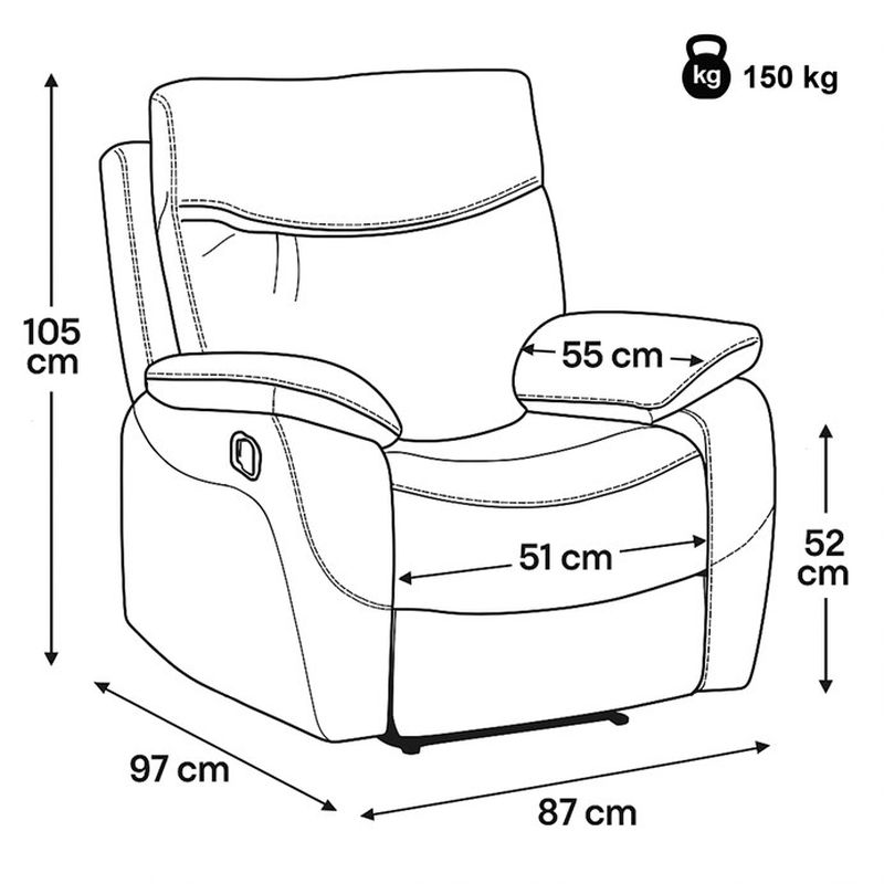 TV a relaxačné kreslo s manuálnym ovládaním, poťah lanýžová látka v dekore vintage