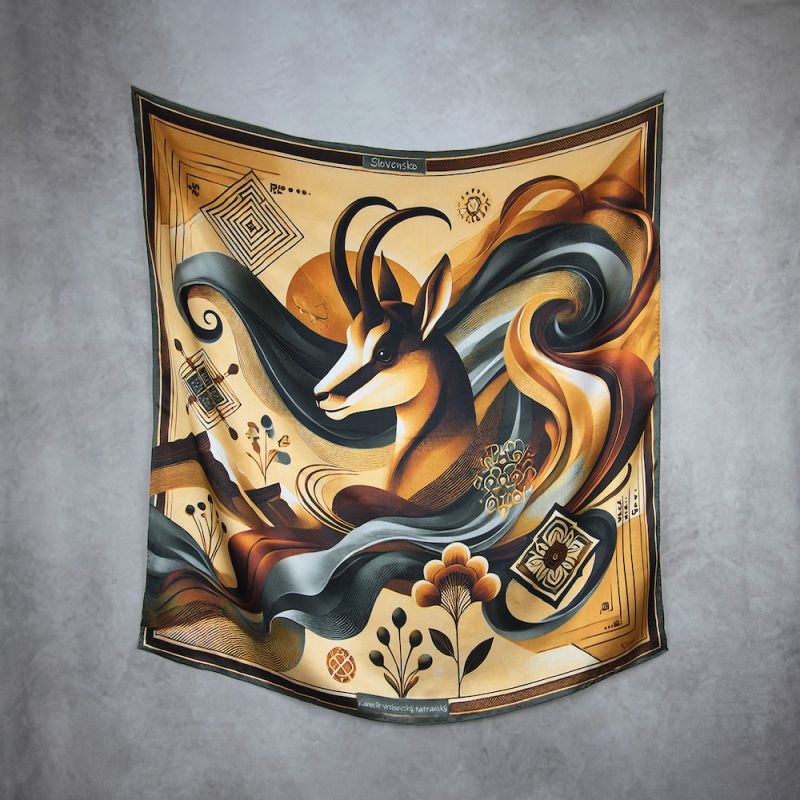 Módna hodvábna šatka KAMZÍK - SIVÝ, 90 x 90cm