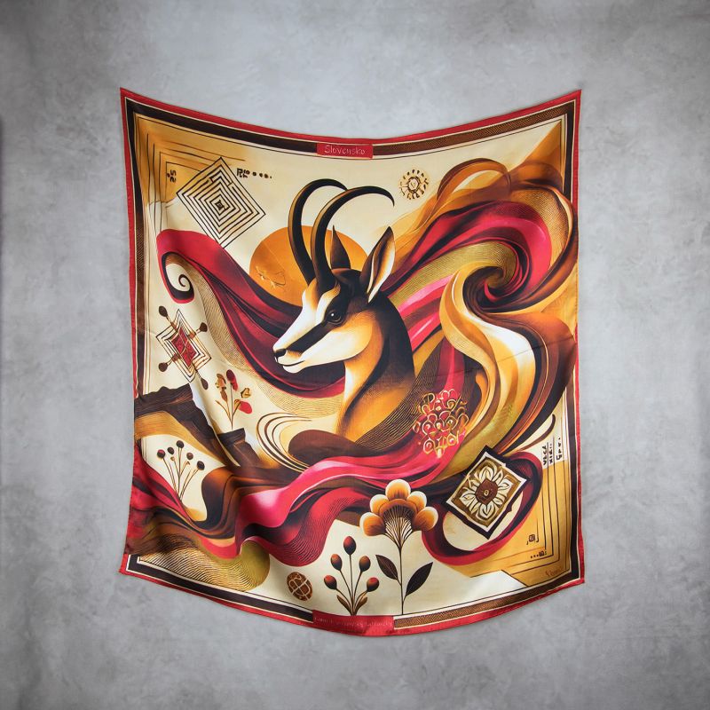 Módna hodvábna šatka KAMZÍK - ČERVENÝ, 90 x 90cm