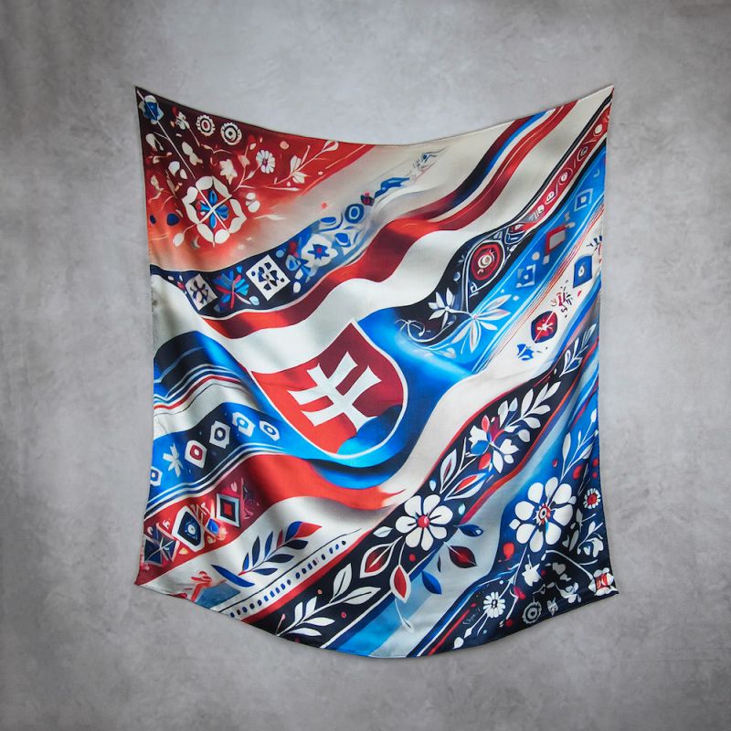 Módna hodvábna šatka SLOVENSKÁ VLAJKA, 90 x 90cm