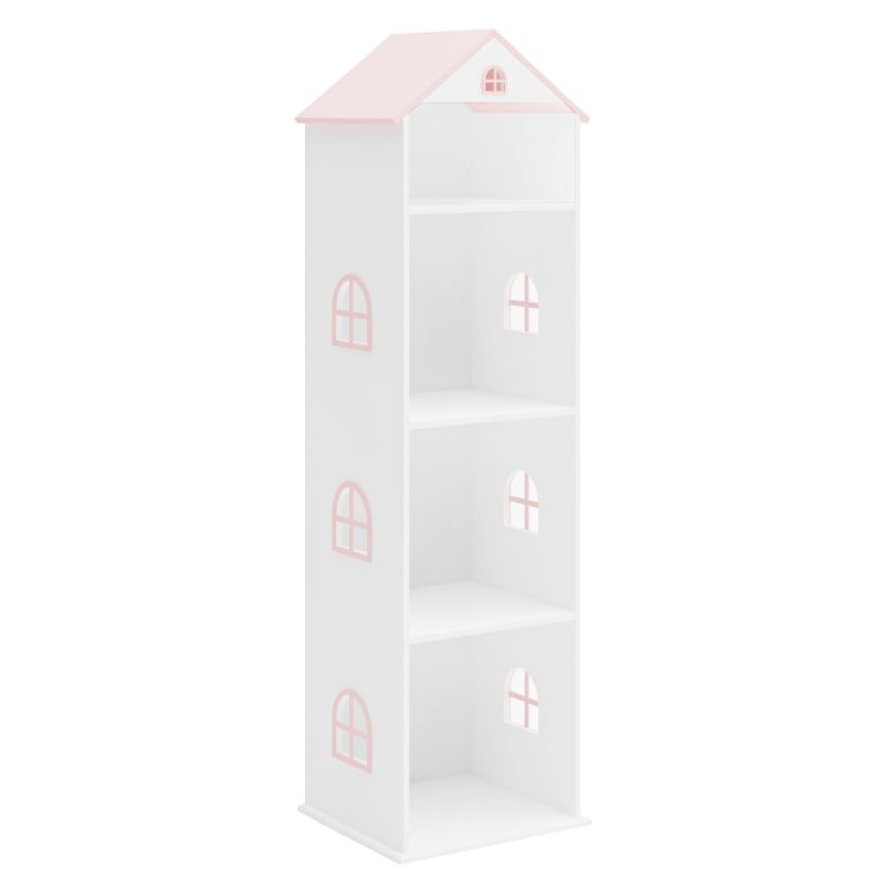 Detská knižnica domček, biela-ružová
