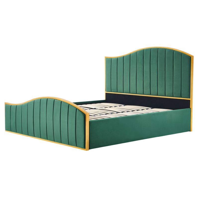 Posteľ s roštom, 180x200, zelená Velvet látka-gold chróm zlatá