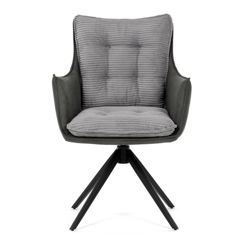 Jedálenská stolička, sivá látka s otočným vratným mechanizmom