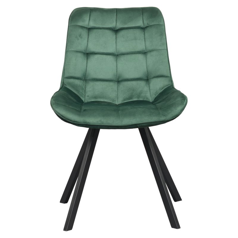 Štýlová jedálenská stolička tmavozelená Velvet látka-čierna