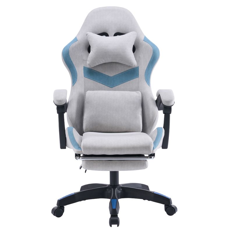 Elegantné kancelárske/herné kreslo s podnožou, sivá-modrá