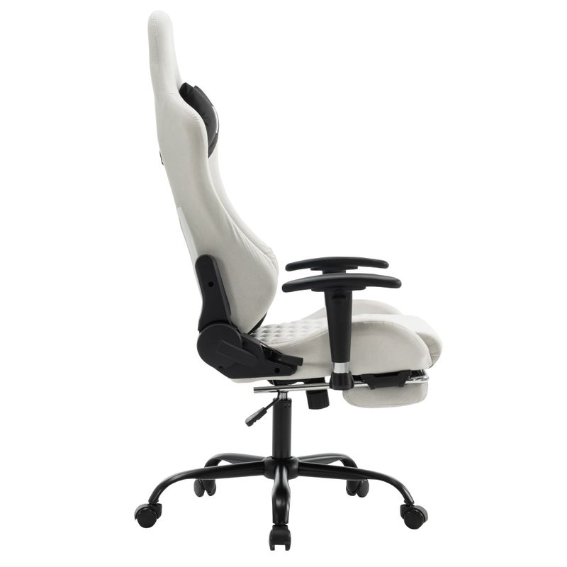Elegantné kancelárske/herné kreslo s podnožou, biela-čierna