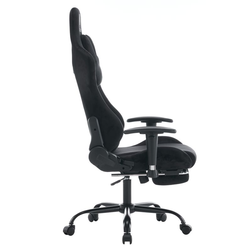 Elegantné kancelárske/herné kreslo s podnožou, čierna Velvet látka