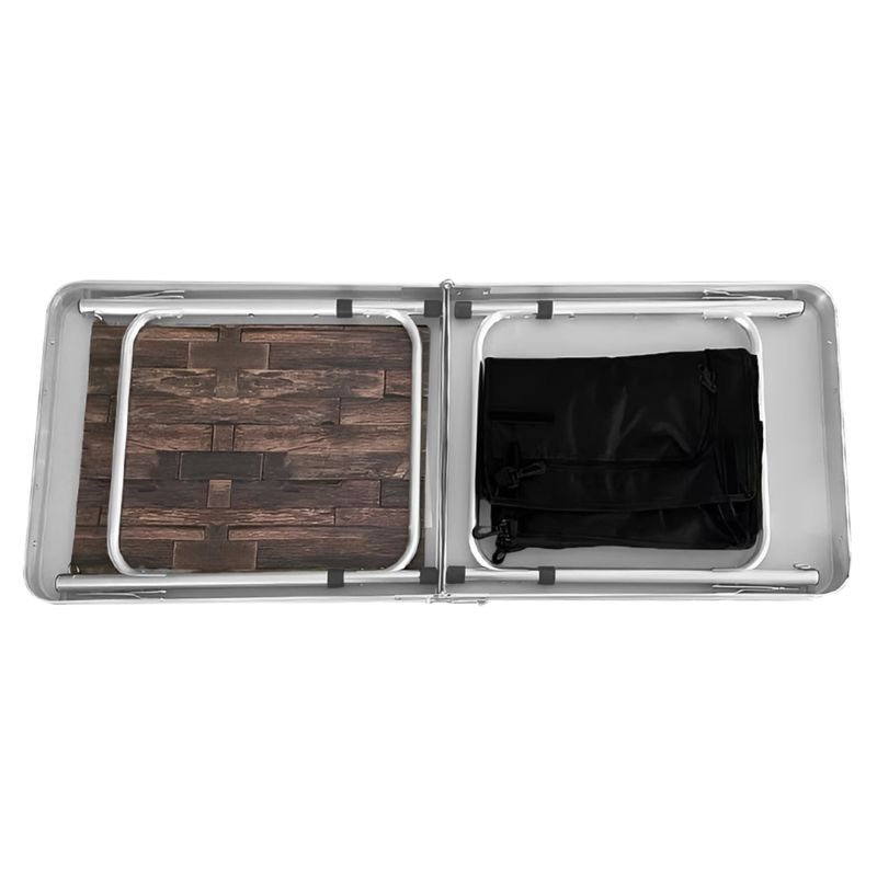 Skladací kempingový stôl s organizérom, 120 cm, hliník-MDF