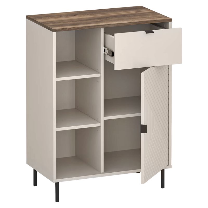 Regál 1D1S, 1x dvierka 1x zásuvka, kašmír-dub castello