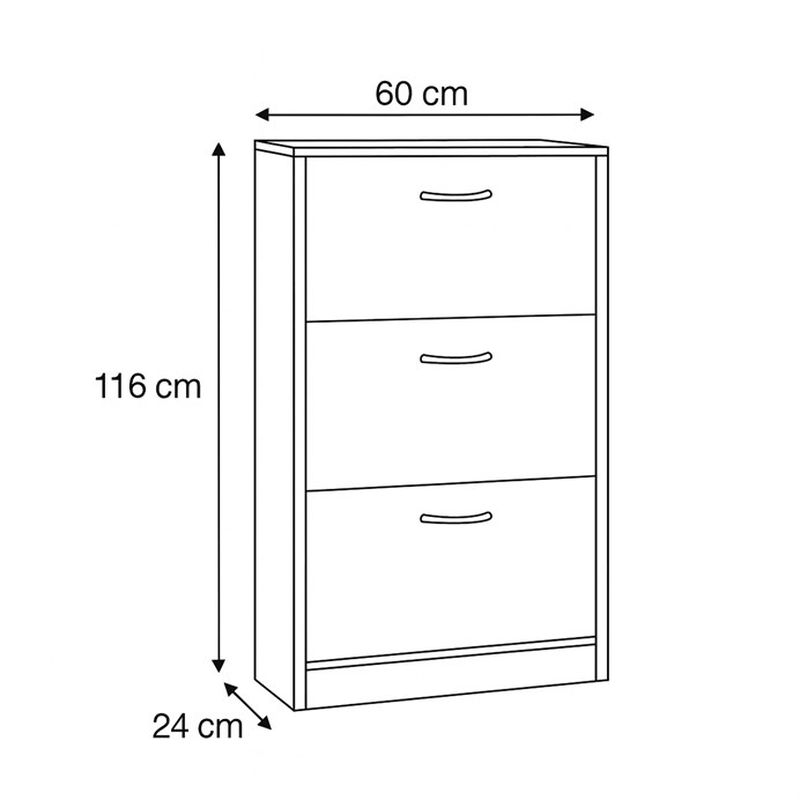 Botník s tromi priehradkami, biely