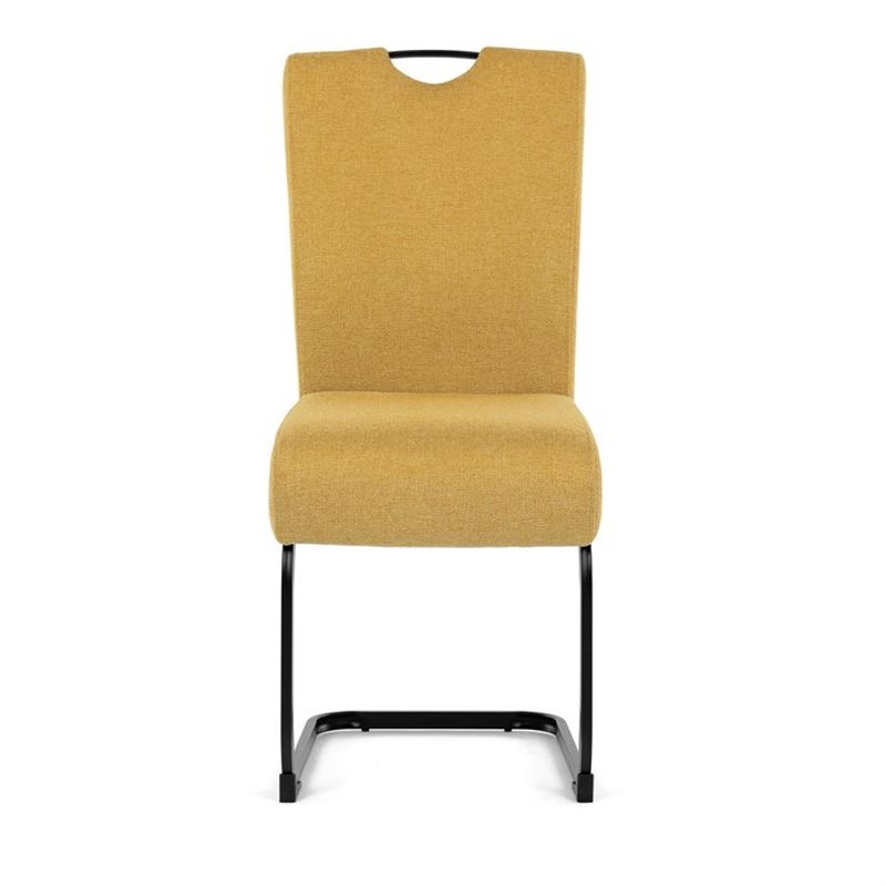 Stolička jedálenská, taštičkové pružiny, žltá látka, čierny kov