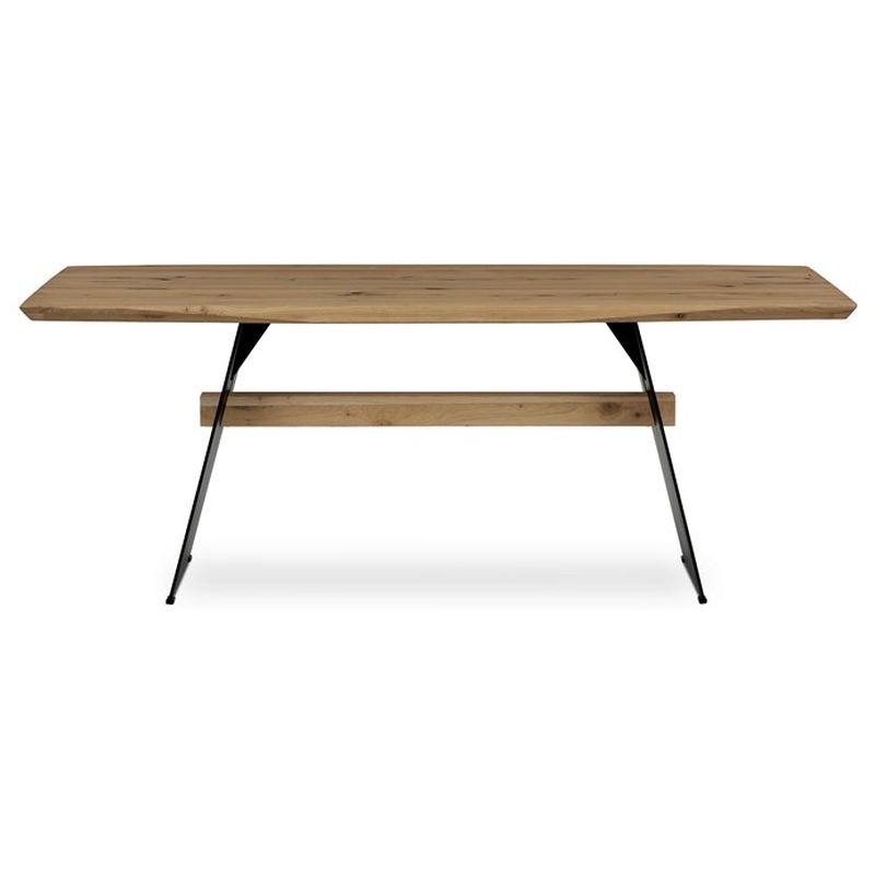 Drevený jedálenský stôl z masívu s kovovými nohami 200