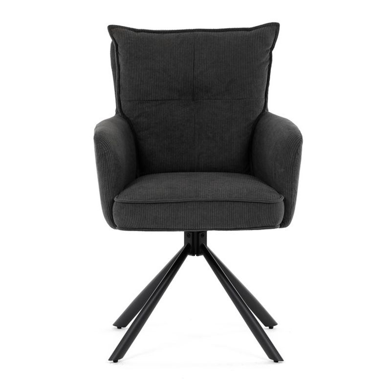 Komfortná jedálenská stolička s taštičkovými pružinami, sivá menčestrová látka