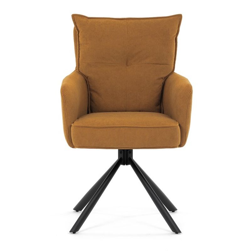 Komfortná jedálenská stolička s taštičkovými pružinami, žltá menčestrová látka